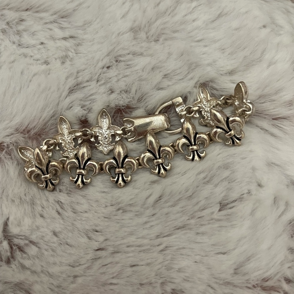 Sterling Silver Fleur de Lis Bracelet